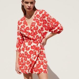 Zara floral faux wrap dress